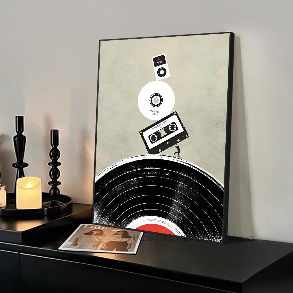 1PC Abstract Jazz Music Festival Record Player Symbol Art Poster Paper Print Home Living Room Bedroom Entrance Bar Restaurant