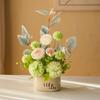 Hydrangea Artificial Flower Bonsai Ranunculus Maintenance-Free Green Grass Potted Photo Props Multicolor Desktop Ornament