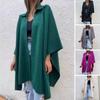 Women Cape Jacket Cardigan Fall Spring Coat Dolman Sleeve Turn Down Collar Loose Open Stitch Irregular Hem Solid Color Dating Commuting Poncho