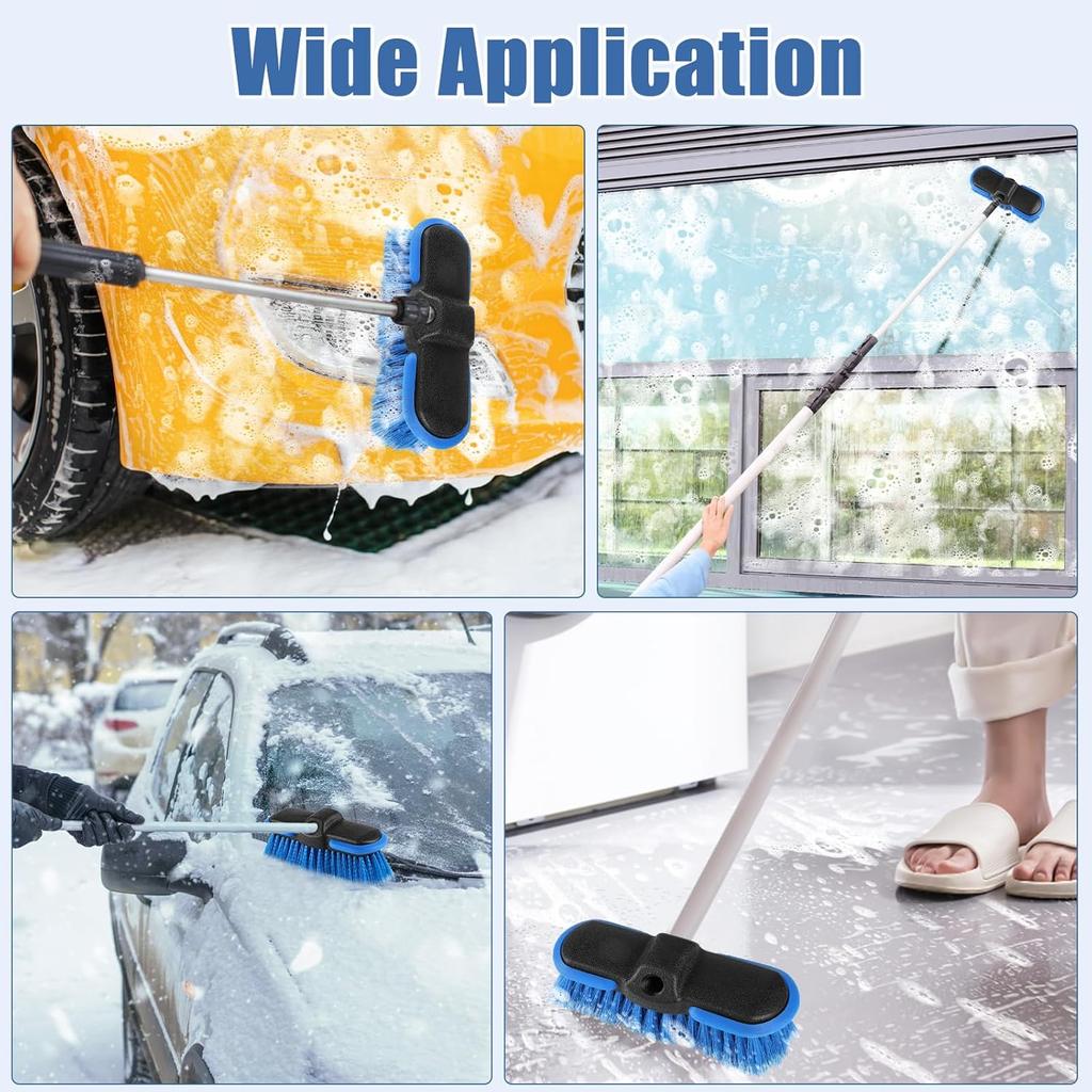 Car Wash Brush Head With Soft Bristle, Car Cleaning Brush With Protective Bumper For Cleaning Auto Cars Trucks RV Boat Deck