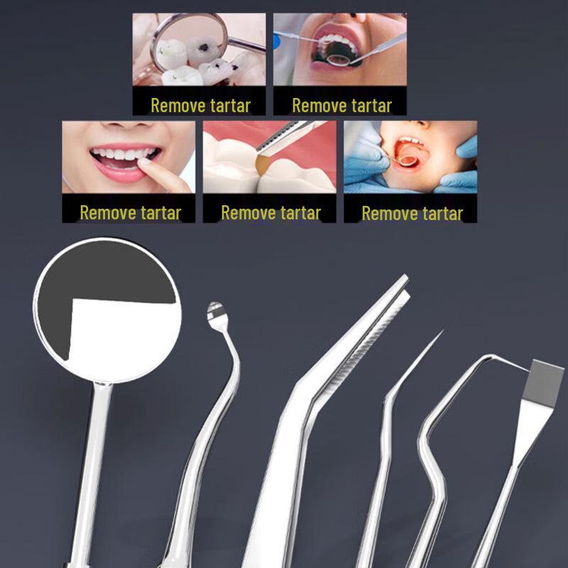 Stainless Steel Dental Tool Set: U-Shaped Tongue Scraper, Oral Mirror, and Tartar Remover