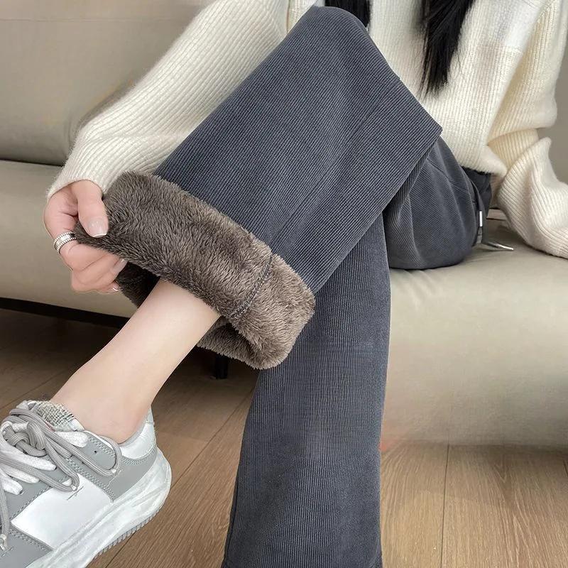 Lamm-Samt-Fleece gefüttert Verdickt Herbst Winter Neu Locker Weitbeinige Hosen Modische Freizeithosen Vielseitiges Design Sensation