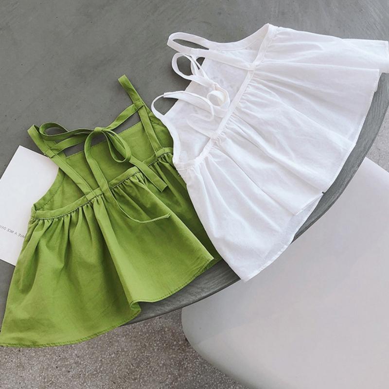 Girls Summer Solid Color Comfortable Breathable Halter Belt Blouse