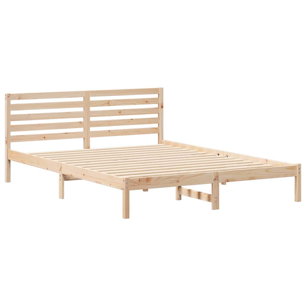Bed Frame with Headboard Brown 160 x 210 cm Solid Pine Wood
