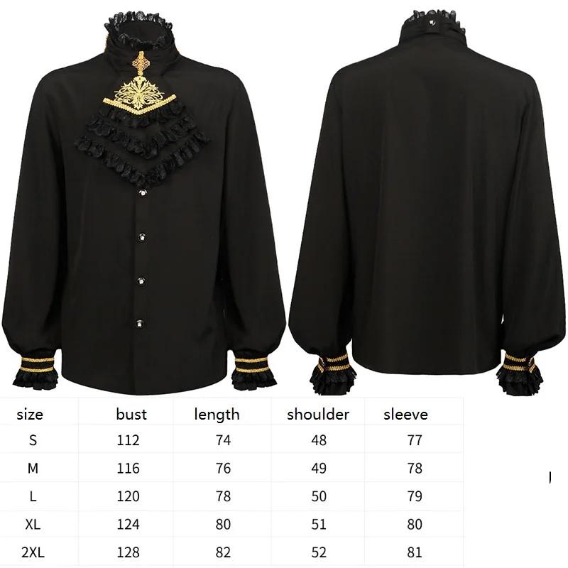 Men's Gothic Costume Set Black Medieval Gentleman Tailcoat Black Shirt Steampunk Halloween Vampire Cosplay Costume