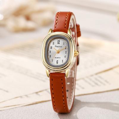 Einfache Retro Klassische Uhr Studentin Schulstil Lederarmband Armbanduhr für Damen