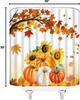Gctnbjl Fall Shower Curtain Pumpkin Maple Leaves Sunflower Autumn Thanksgiving Day Harvest Farmhouse Seasonal Holiday Rustic Cou