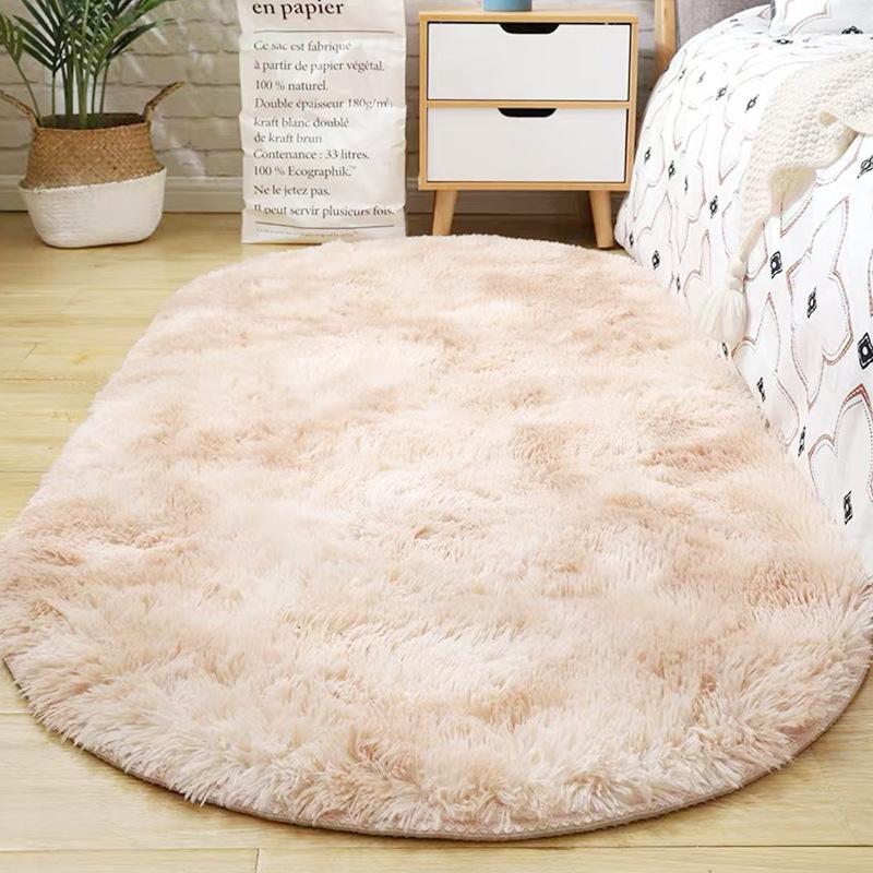 Oval Fluffy Carpet Shaggy Rug Bedside Mat Cute Colorful Living Room Rug Long Hair Carpet Home Decoration