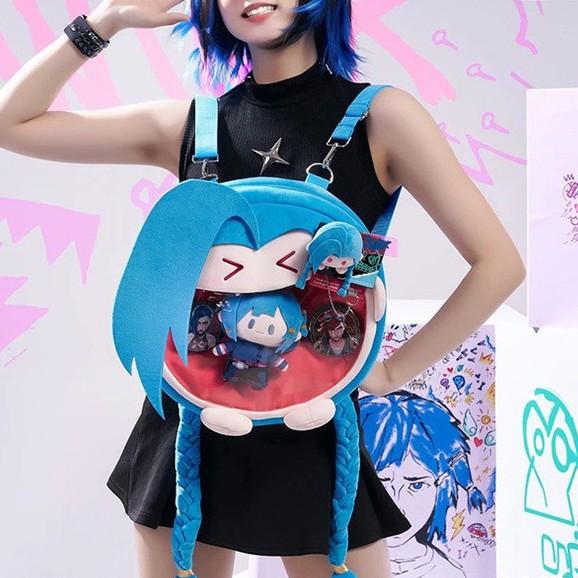 Original Lol League Of Legends Bilibiligoods Arcane Season 2 Jinx Short Plush Stuffed Backpack Action Figure Model Kid Toys Gift