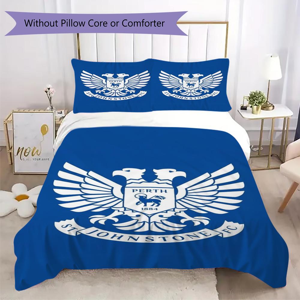 St Johnstone FC Muster Bettwäsche Steppdecken-Set Bettbezug Kissenbezug Heimdekoration Geburtstagsgeschenk (1 * Bettbezug + 2 * Kissenbezug ohne Füllung)
