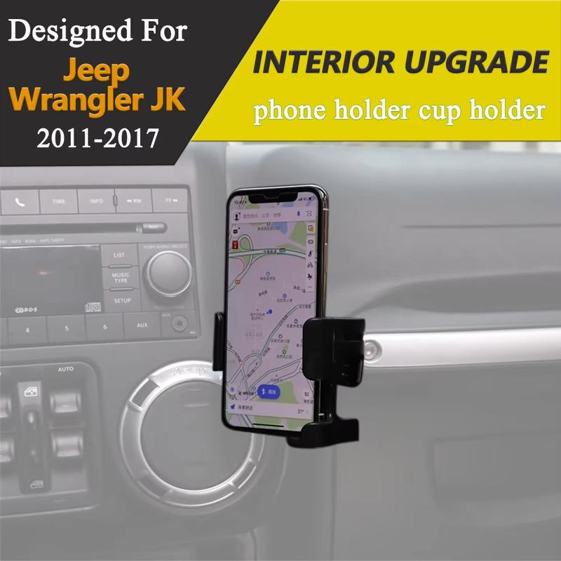 Center Console Phone Holder Cup Holder for Jeep Wrangler JK JKU Sahara 2011-2017 Multifunctional Car Mount Bracket Accessories