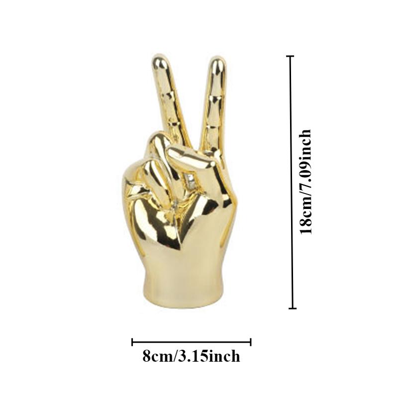 

Nordic Creative Gold Silver Color Plating Finger Art Sculpture Abstract Gesture Statue Living Room Office Study Decorations