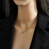 Gold Plated Herringbone Chain Square Square Turquoise Pendant Necklace