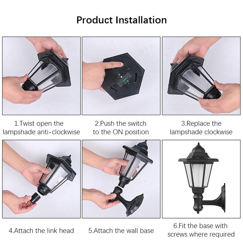 Retro Solar Wall Lights Outdoor Hexagonal Lamp IP65 Waterproof Fence Light LED Landscape Lighting for Courtyard Garden Decor
