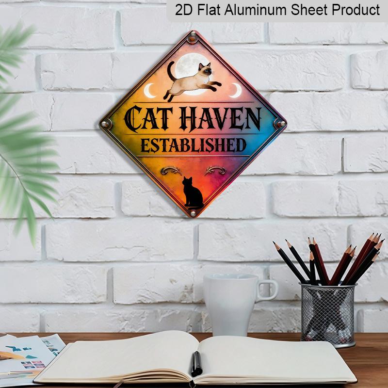 2D Flat, 1pc - Design Featuring A Cat Paradise Theme, This Metal Wall Decor Gift for A Friend Is A Vintage Sign Suitable for Decorating Living Rooms