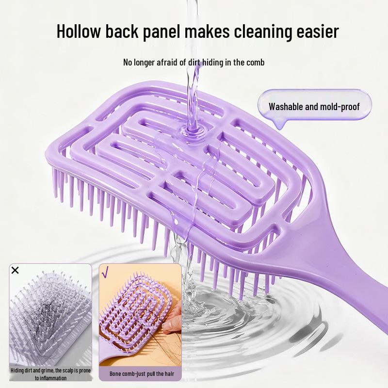 Cross-border Hot Item: Portable 2-in-1 Hollowed-Out Massage Comb - Wet/Dry Wide-Tooth Styling Comb for Women
