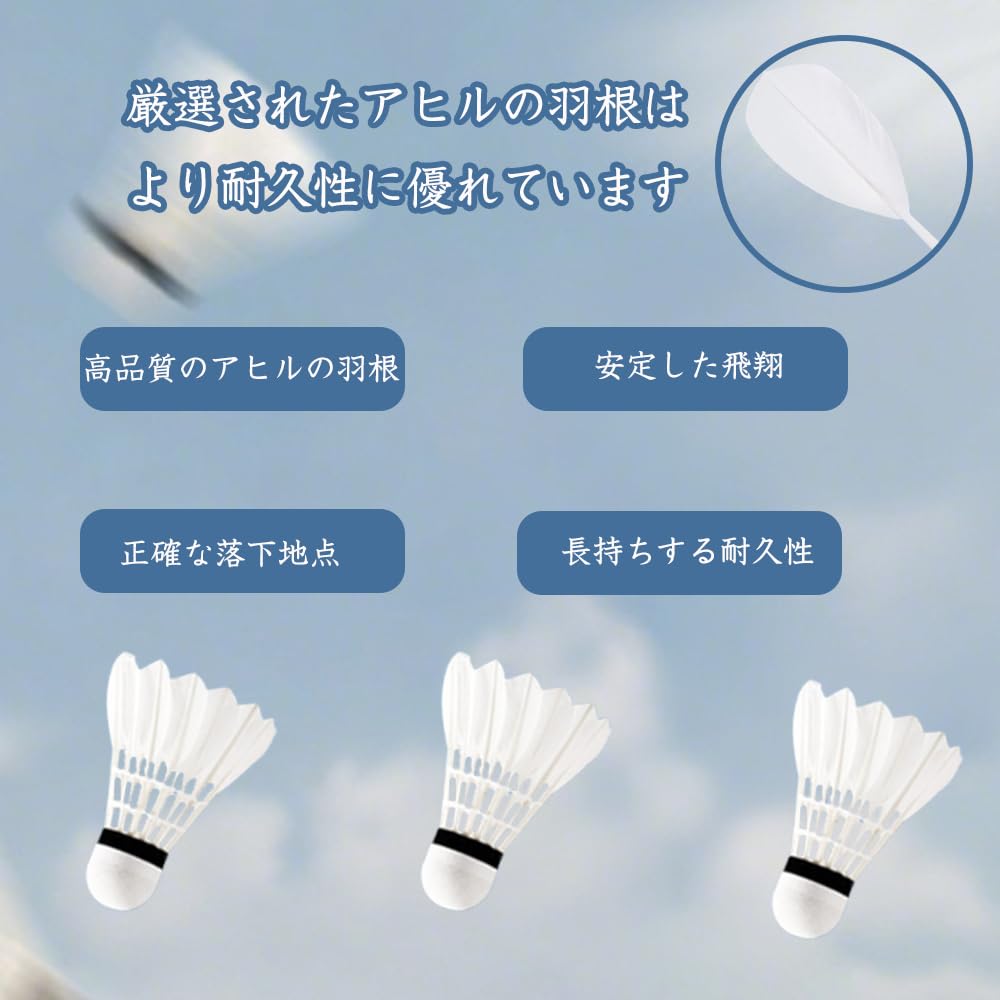 JIMIGUGU Badminton Set of Soft Foam Ball Heads with Natural Duck for Student High and for Indoor and Outdoor and Home Sports 12, Tube-Shaped,