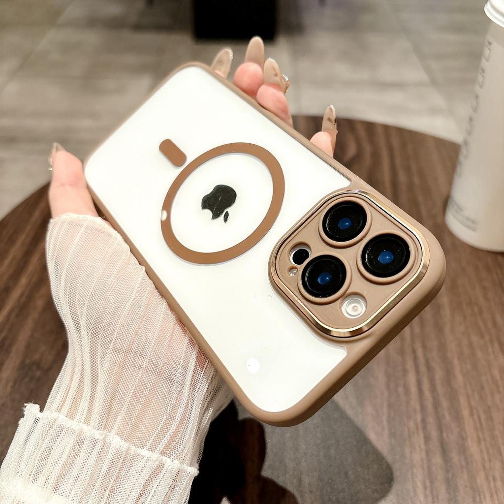 Nadaje się do iPhone'a 16 Pro Max, etui ochronne na telefon Golden Shield z soczewką ochronną, Apple 15, akryl o wysokiej przejrzystości, silne przyciąganie magnetyczne