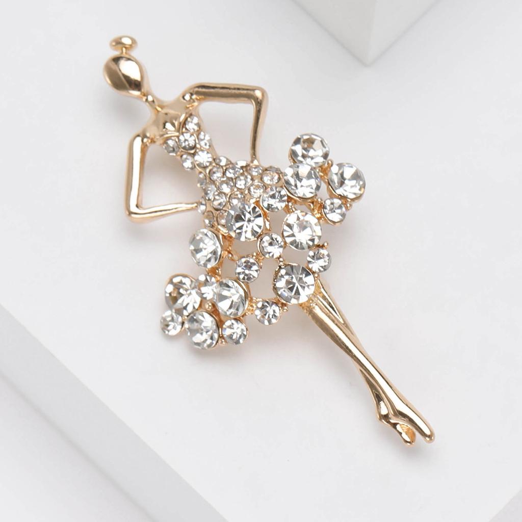 Alloy Rhinestones Dancing Girl Brooch High-End Temperament Women'S Suit Coat Corsage Jewelry Pin
