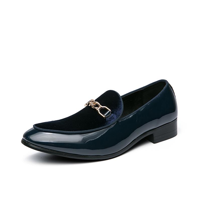 Four Seasons Pointed Toe Leather Shoes, Size 48 - Casual, Trendy, Breathable Slip-on Low Tops for Nightclub 48 синий