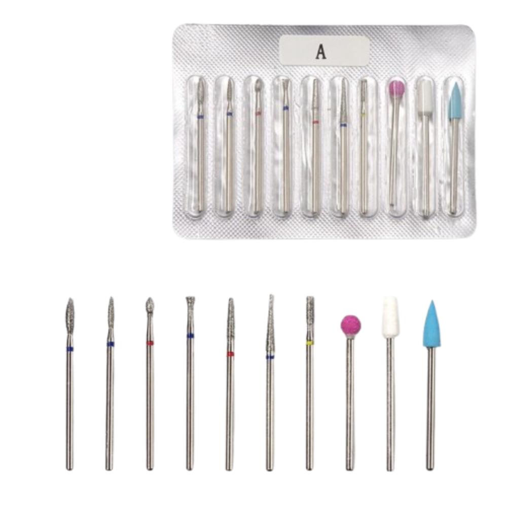 10Pcs Russian Style Nail Art Drill Bit Kits Cuticle Nail Grinding Bits  for Manicure Machine
