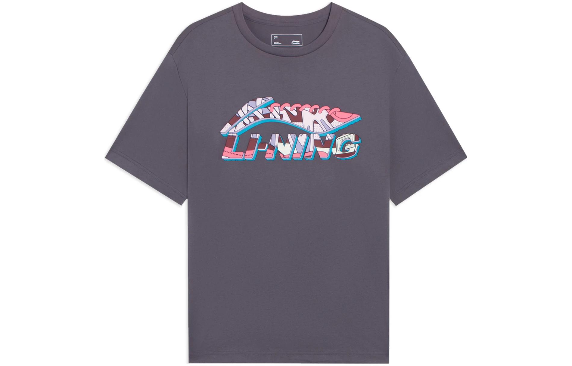 Li Ning Sports Fashion Collection T Shirt Unisex Earth Surface Gray AHSSC65-1 S