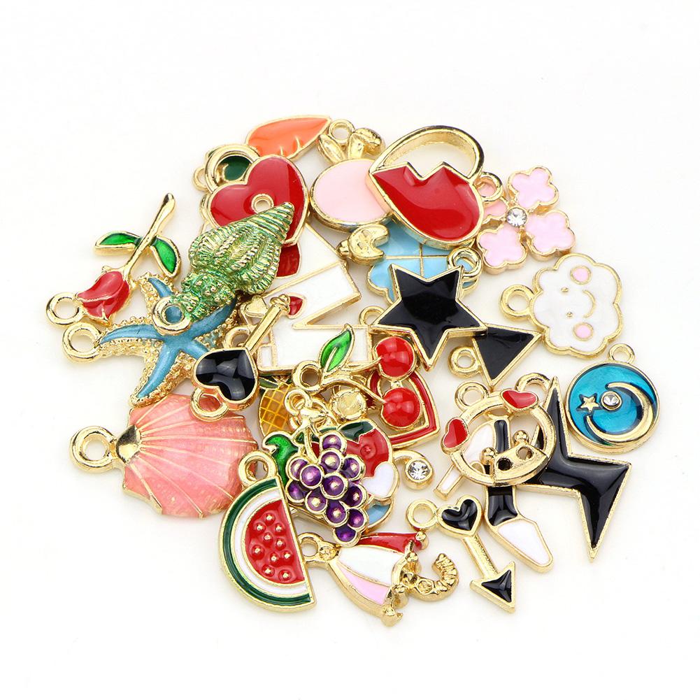 30Pcs Colorful Pendants Plated Mixed Styles for DIY Bracelet Necklace Earring Jewelry Accessories