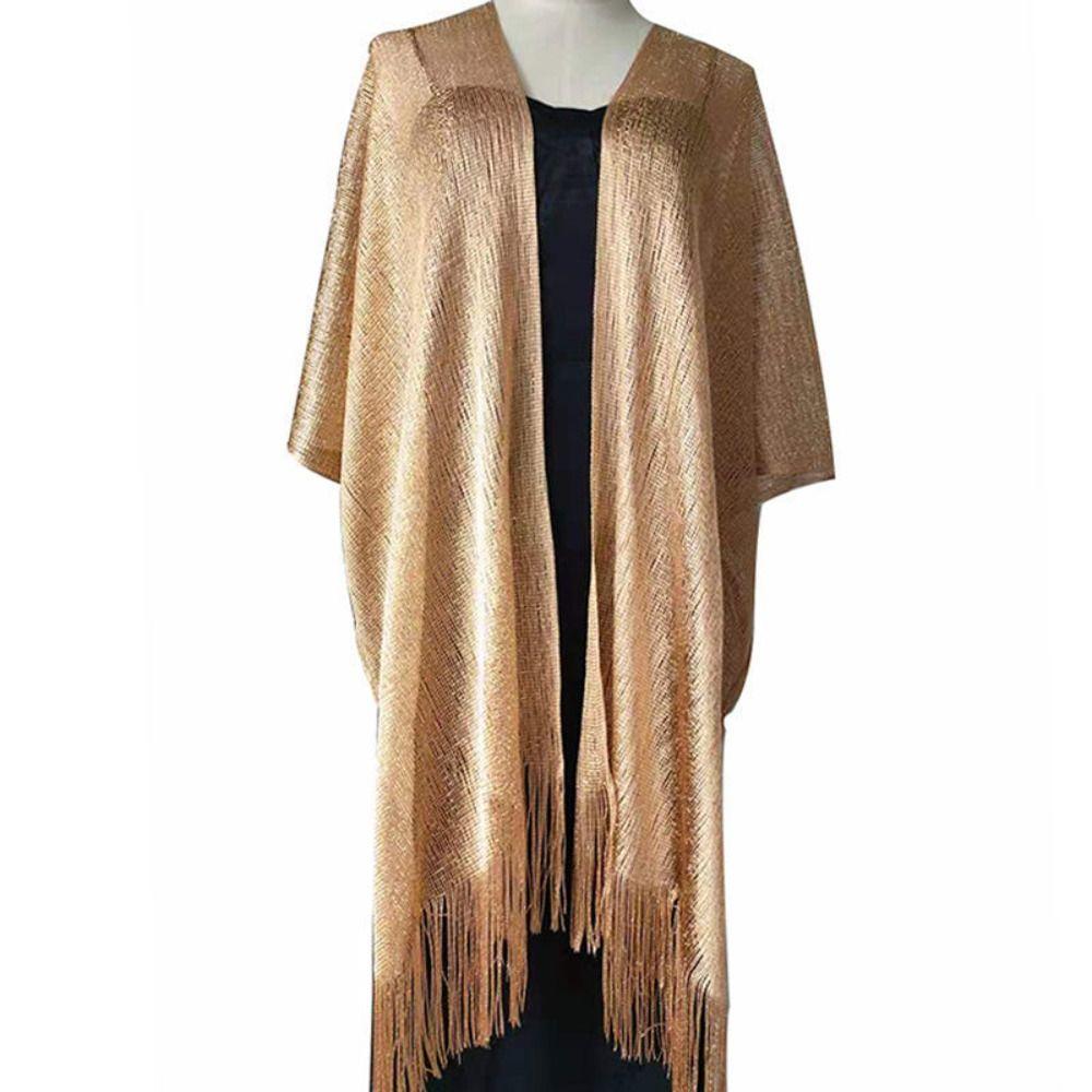 Comfortable Tassel Shawl Poncho Silk Shawl High Quality Hollow Sun Protection Scarf  Women