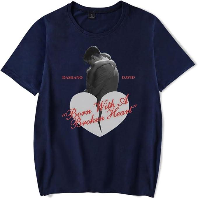 Damiano David Tshirt Born with a Broken Heart Merch for Men and Women Cool Casual Short Sleeve TShirt