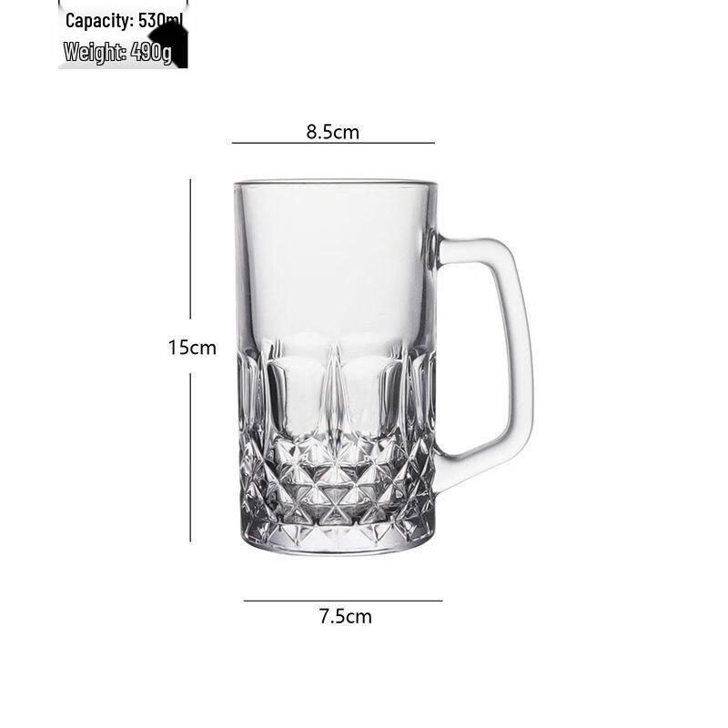 Changqi 530ml Diamond Glass Beer Mug with Handle
