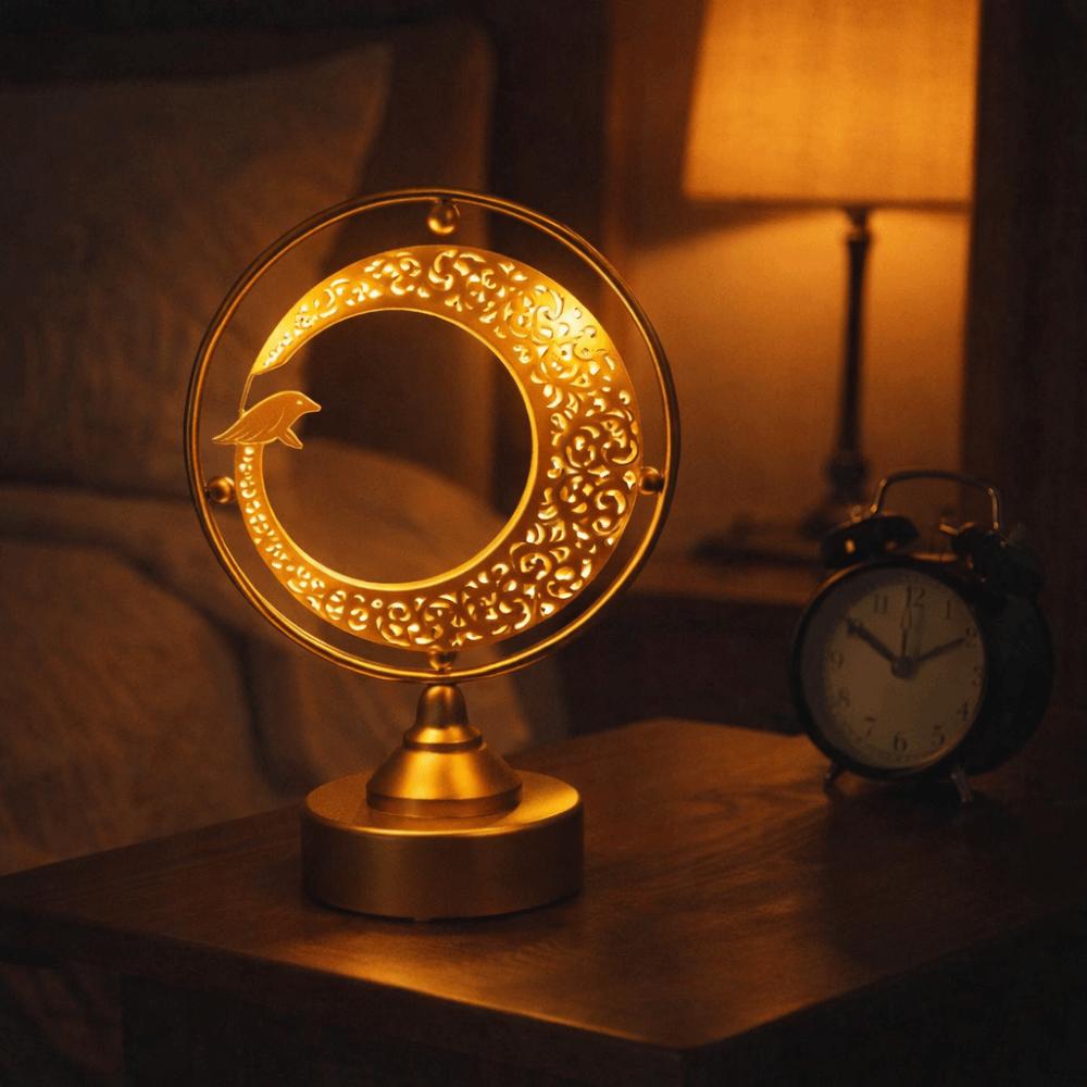 Hollow Ramadan Night Light Gold Mooon LED Desk Lamp Eid Mubarak Crescent Lamp  Living Room