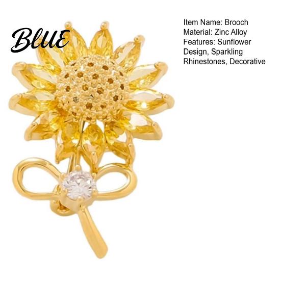 Sparkling Rhinestones Inlay Brooch Women Sunflower Bow Shape Lapel Decorative