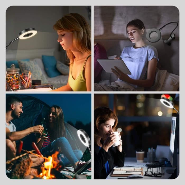 Lampe de Bureau - 48 LED - Flexible 360° - 3 Modes d’Éclairage - 10 Niveaux de Luminosité