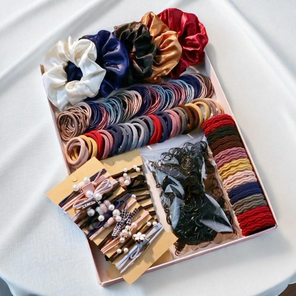 1087Pcs Neutral Color Hair Accessories Kit Multi-Style Ponytail Holders Pack for Women Girls