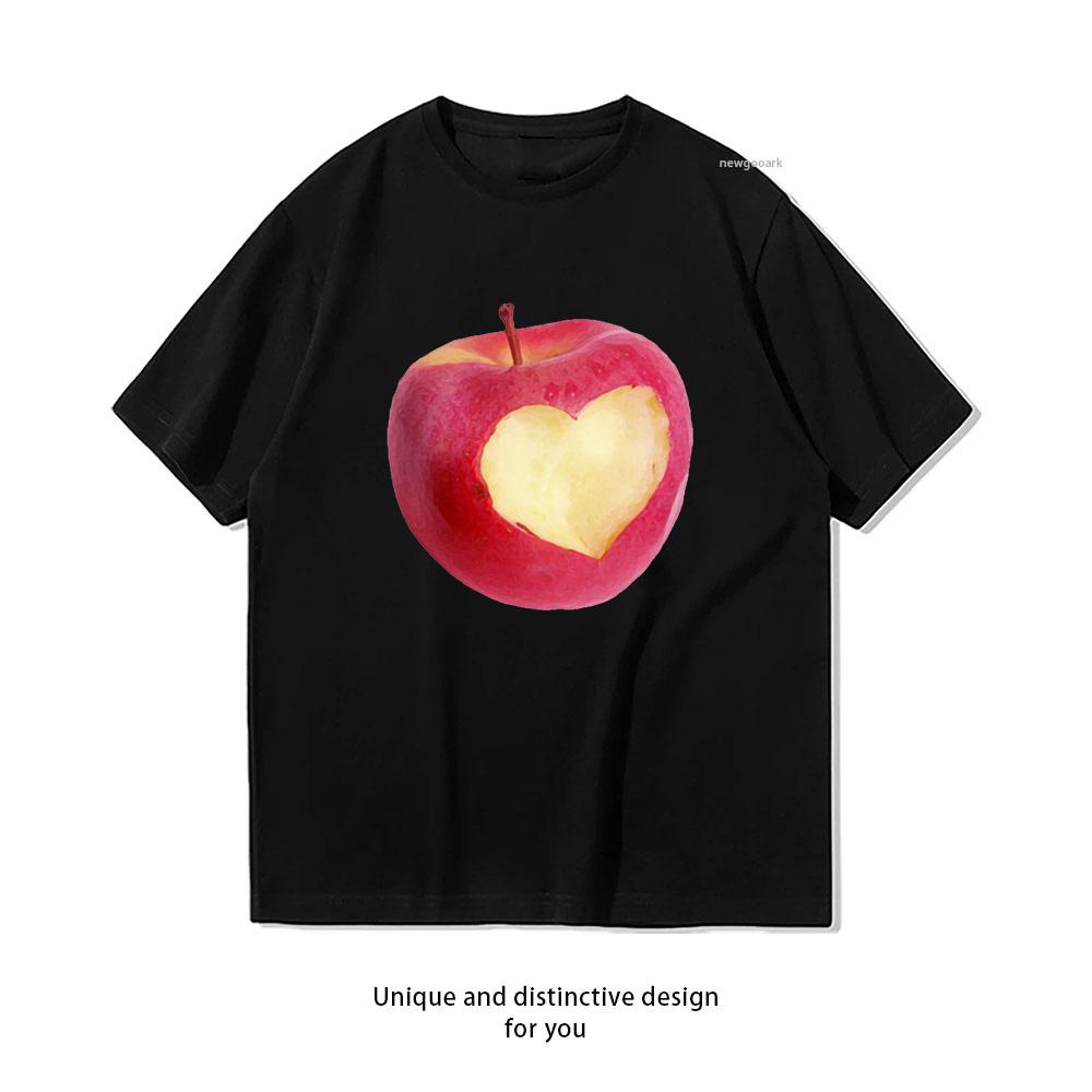 Heart Apple tshirt woUnisex Unisex Summer fashion Casual cotton printed t shirts Oneck Shortsleev Creative Gift tee