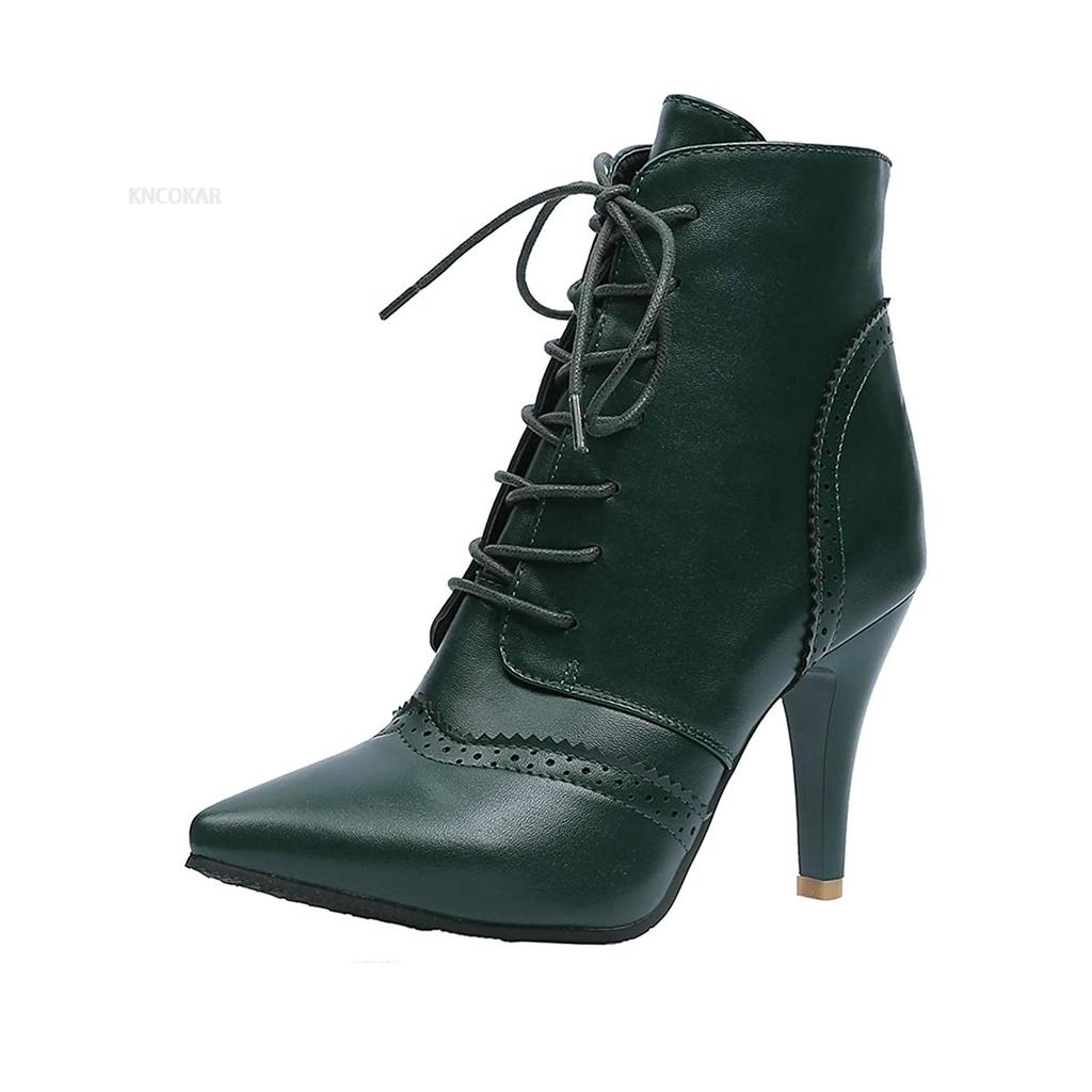 Autumn and Winter Retro Fashion Pointed High Heel Short Boots with Hollow Burnout Craft Women's Shoes
