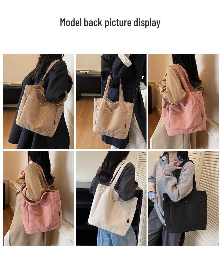 Versatile Canvas Tote - Large Capacity Shoulder Bag for Students