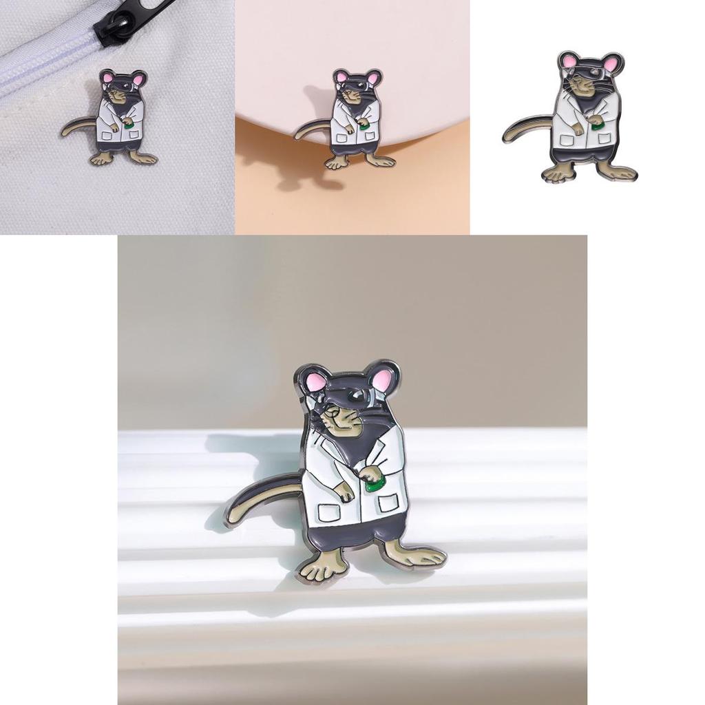Whimsical Cartoon Animal Brooch With Charming Mouse Illustration Perfect For Stylish Outfits