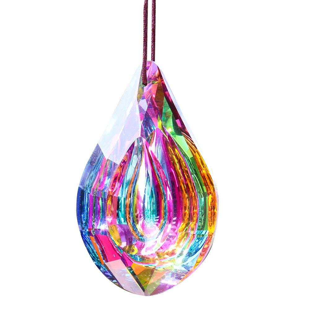 Iridescent Crystal Longan Glass Prism Rainbow Sun Catcher Pendant