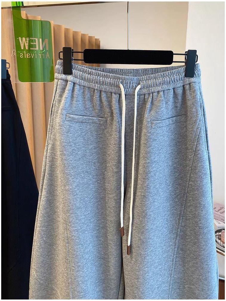 Graue Damen-Hose mit geschwungenem Bein: Frühling 2026, Lockere Haremshose mit hoher Taille zur Kaschierung von Problemzonen, Sichelform