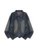 American High Street Tie-Dye Distressed Denim Jacket - Loose, Versatile Zipper Outerwear for Spring & Autumn