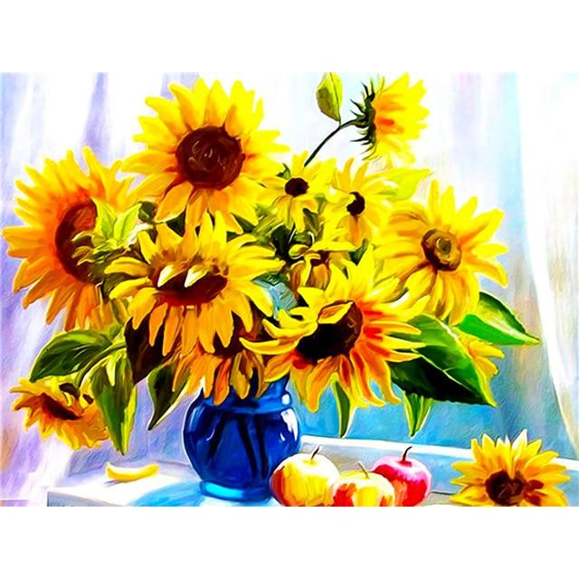 Full Round Drill 5D DIY Diamond Painting Flower Diamond Embroidery Sunflower Cross Stitch Round Mosaic Rhinestone Crafts Gift