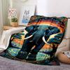 1pc Elephant Art Print Blanket Lightweight Blanket Throw Blanket For Sofa, Bed, Travel, Camping, Livingroom, Office, Couch, Chair Yy251010028
