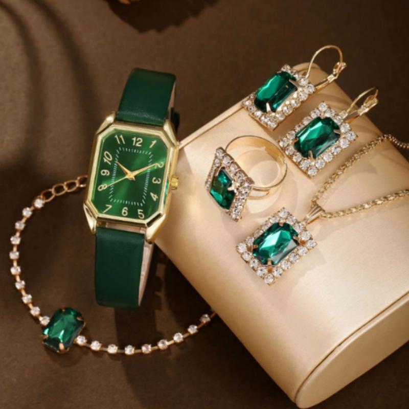 2024 TEUM Korean Style Leather Ladies Quartz Watch with Rhinestone Jewelry