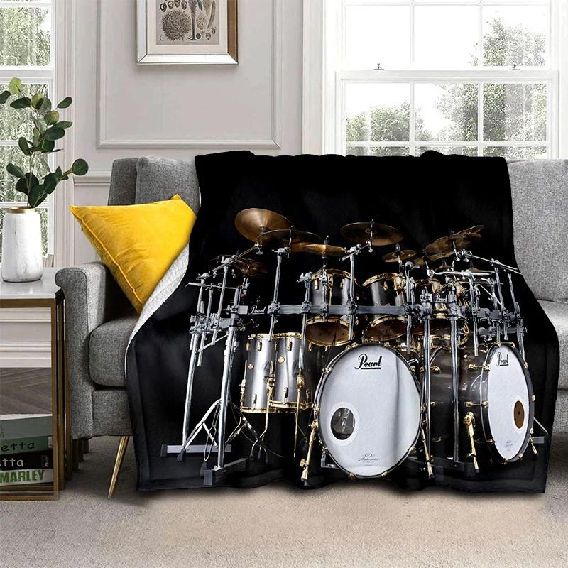 Music Instruments Drum Kit  Drum Set Blanket,Soft Throw Blanket for Home Bedroom Bed Sofa Picnic Travel Office Cover Blanket Kid