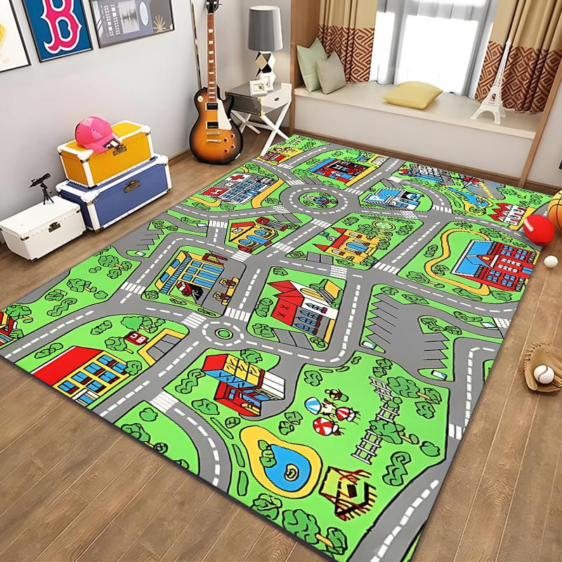 Kids Rug Carpet Playmat City Life Learn Have Fun Safe,Children's Educational,road Traffic System,Play Mat for Bedroom Playroom