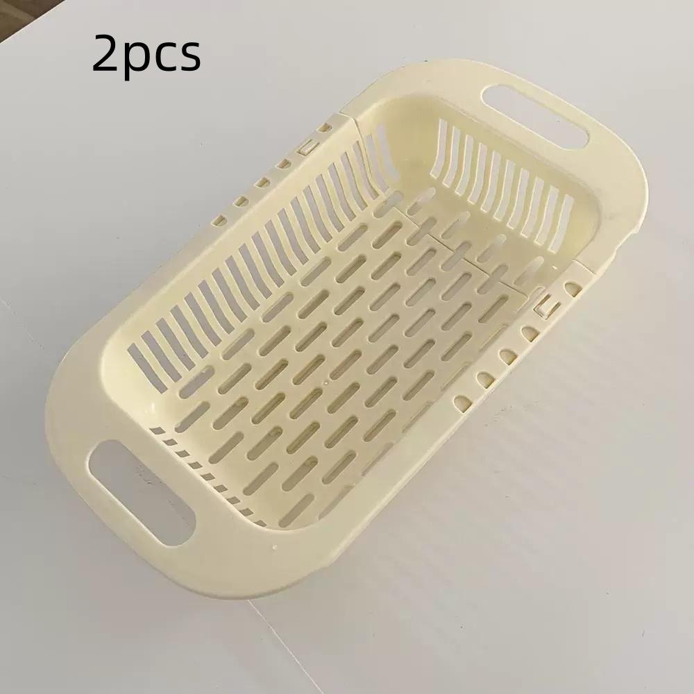 2Pcs/Plastic Draining Basket Vegetable Washing Basin Draining Rack Kitchen Sink Storage Rack Multifunctional Storage