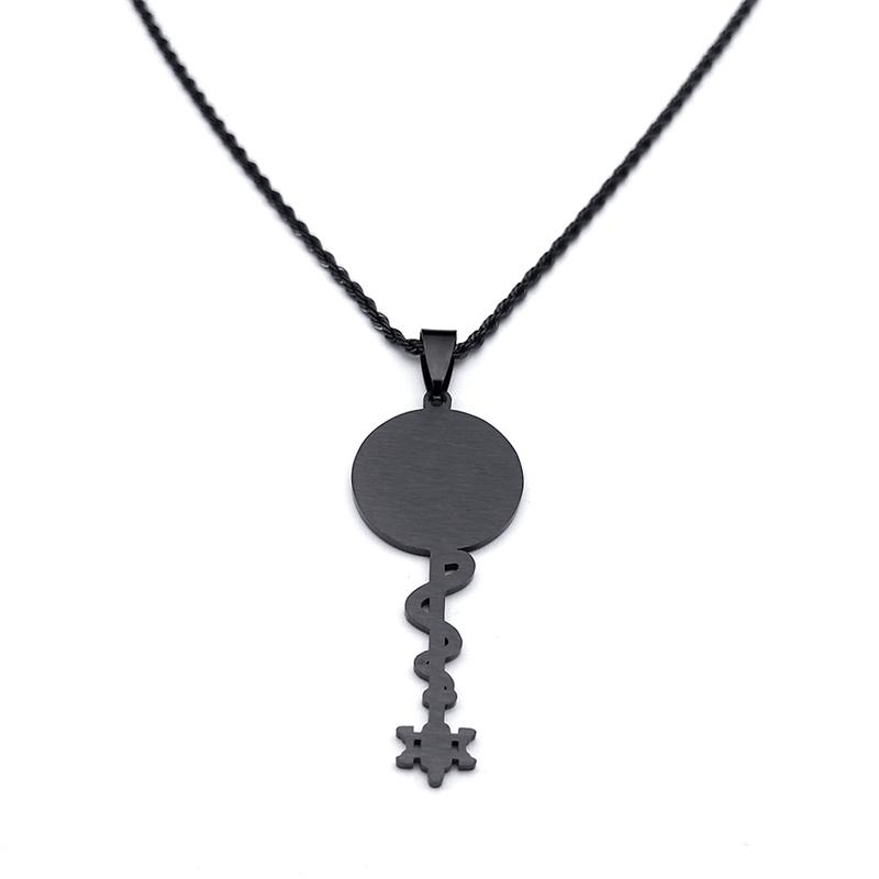 Witch Wheel of Hecate Triple Moon Goddess Necklace for Women Men Stainless Steel Greek Wicca Necklace Jewelry Collier N8471S02