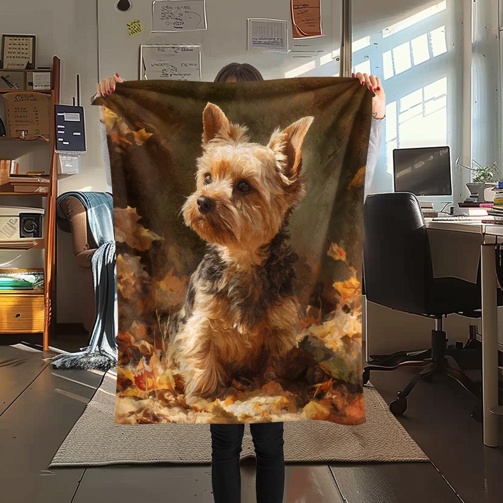 Koc flanelowy ze wzorem Yorkshire Terrier, Wysoka jakość, Komfortowy na wszystkie pory roku, Wystrój domu, Ciepło i komfort, Idealny na prezenty.