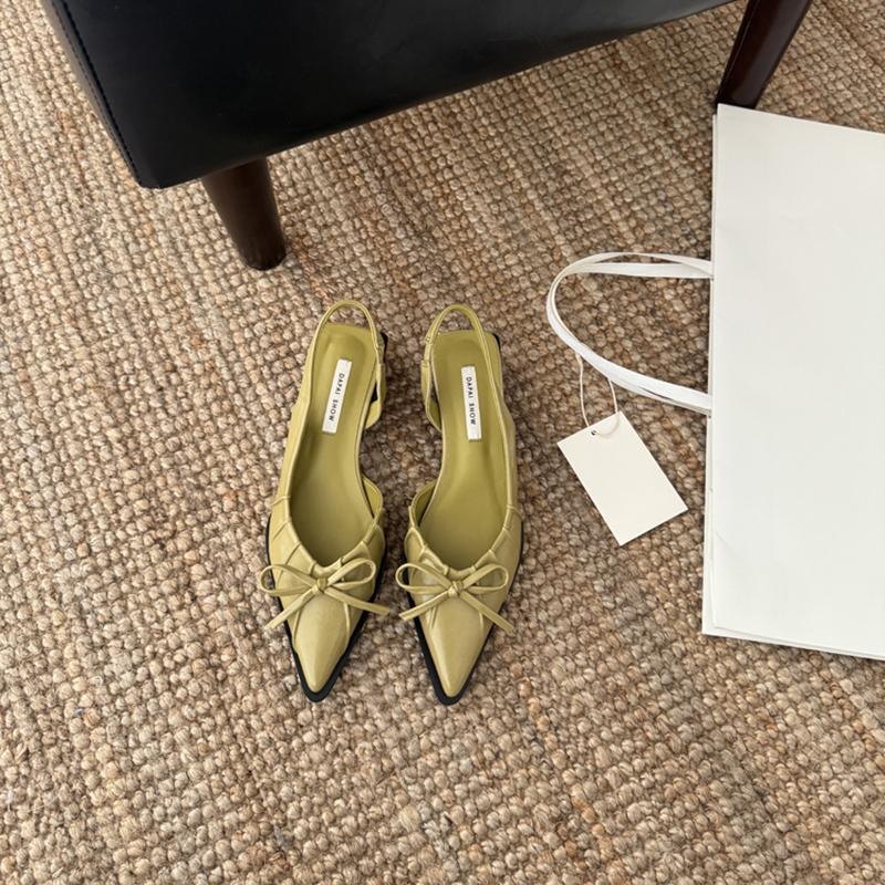 Summer Fashion Butterfly-knot Pointed Toe Women Sandals Casaul Low Heel Slingbacks Ladies Casual Dress Street Style Shoes